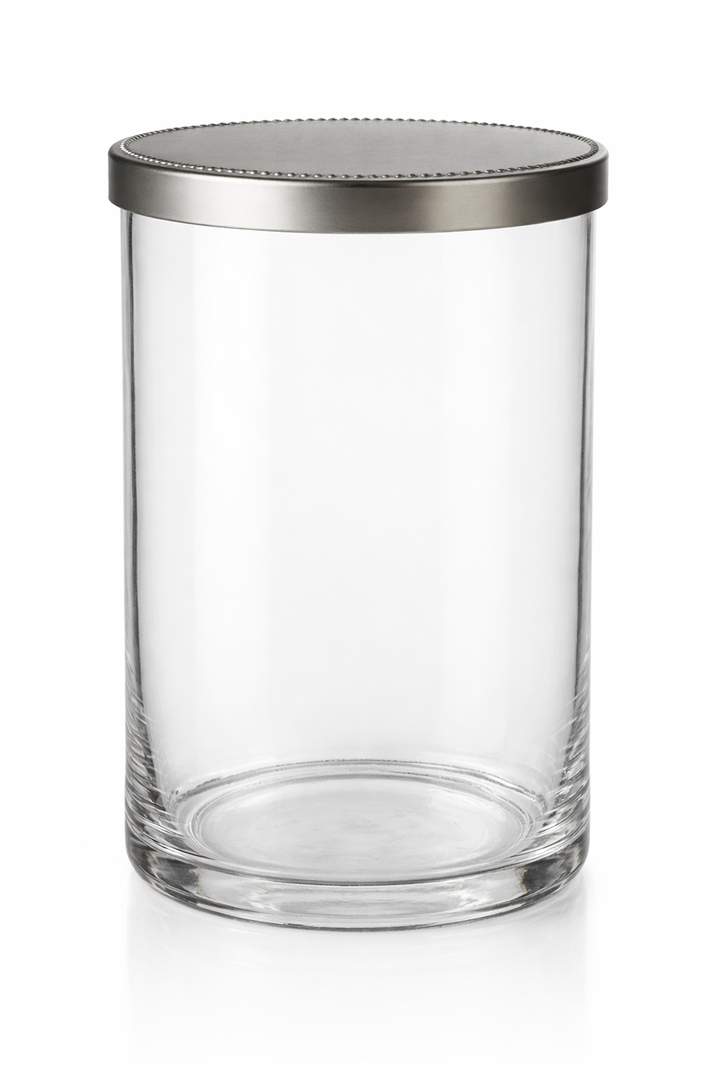 Clear Glass Storage Jar with Brushed Metal Lid