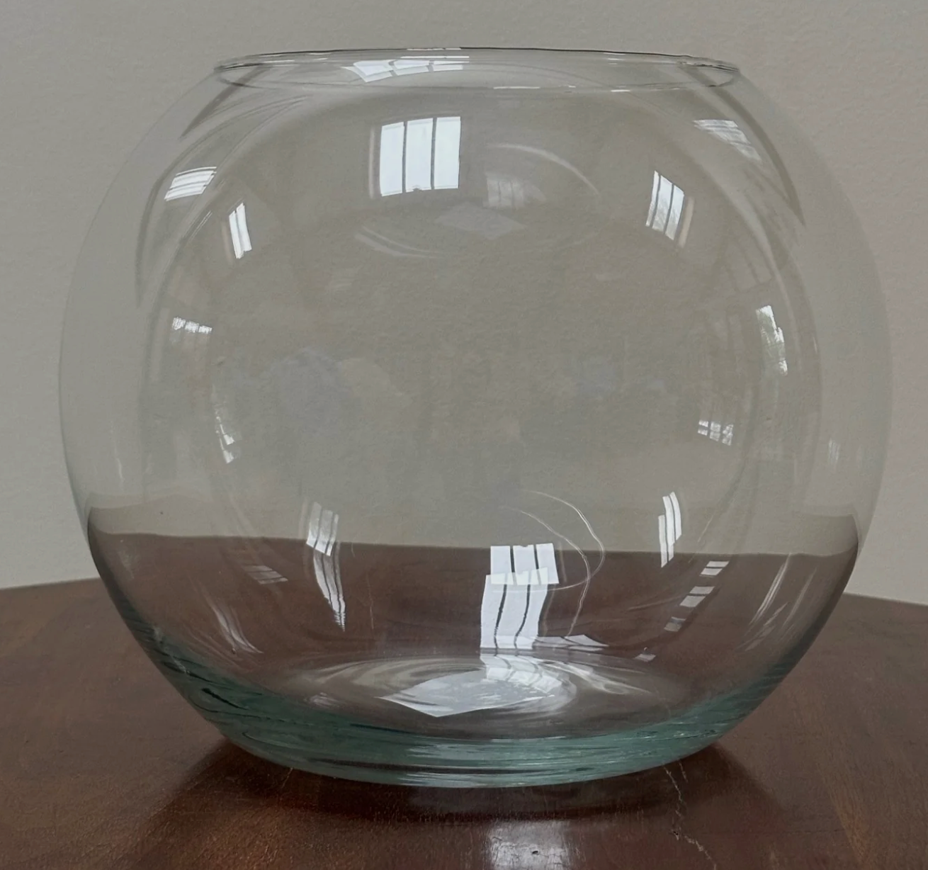Clear Glass Bubble Bowl Vase — 16″ Diameter x 14″ Height