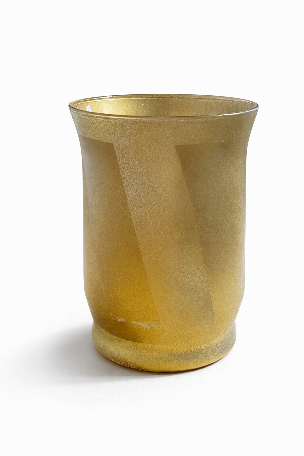 Gold Striped Glass Candle Holder — 5″