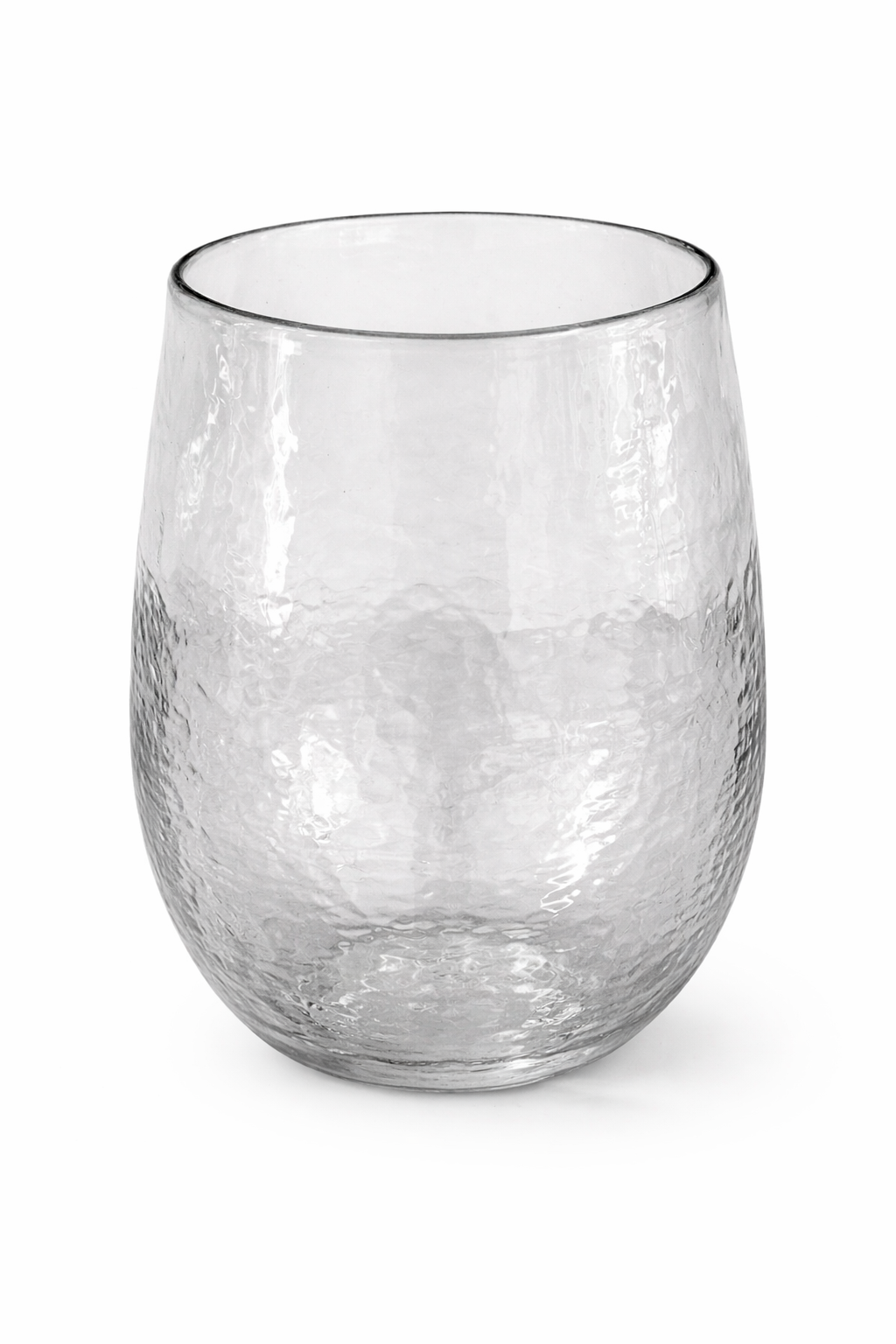 Large Rippled Clear Glass Vase — 9.5” H x 6” W