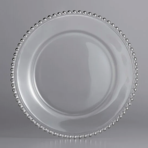 Glass Silver Beaded Charger — 13″