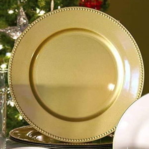 Gold Beaded Rim Lacquer Charger — 13″