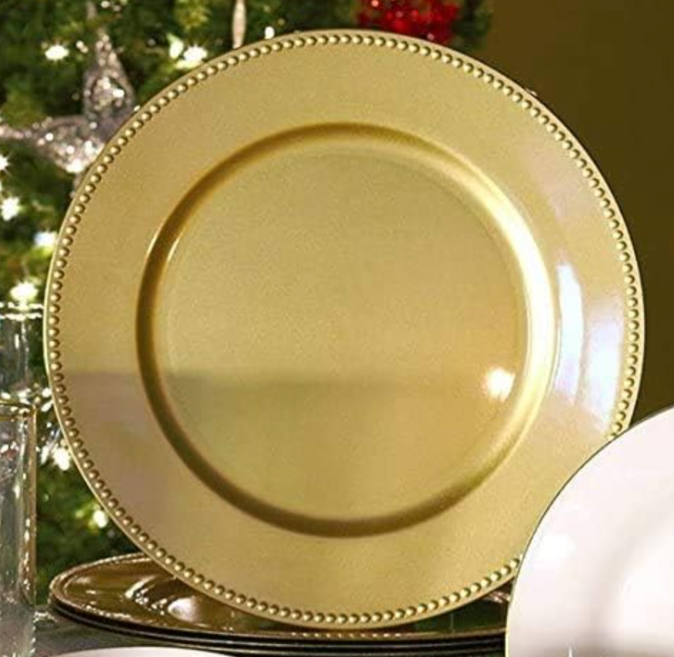 Gold Beaded Rim Charger — 13″