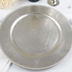 Silver Beaded Lacquer Charger (Quantity 63)