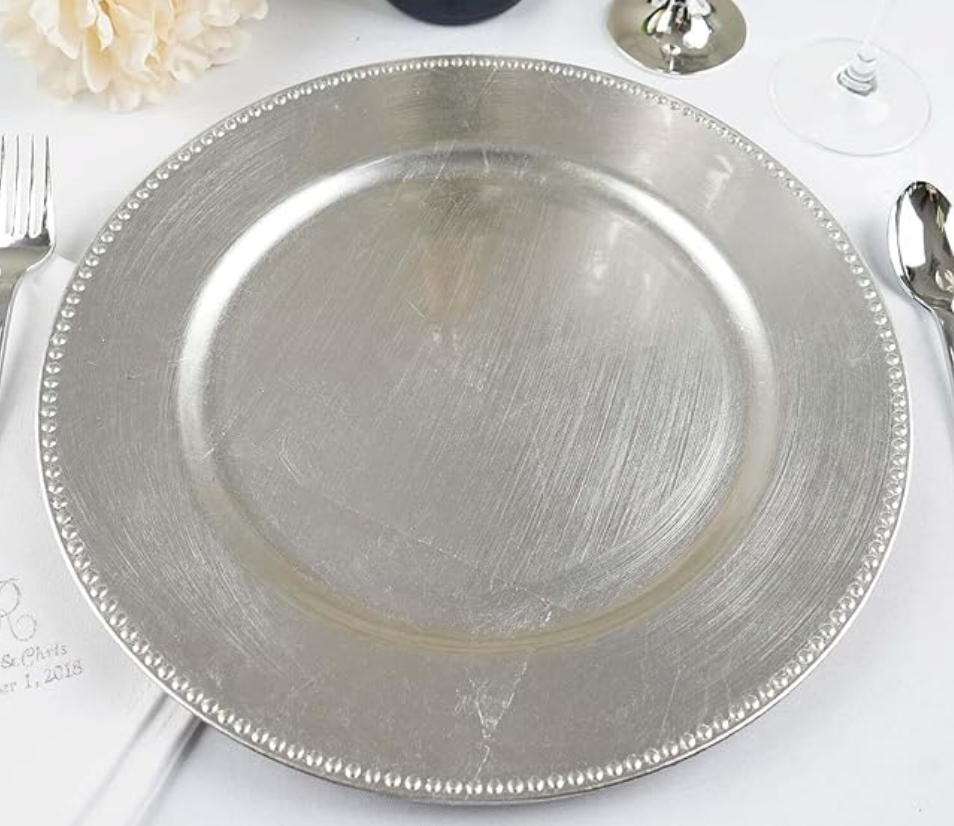 Silver Beaded Rim Charger — 13″