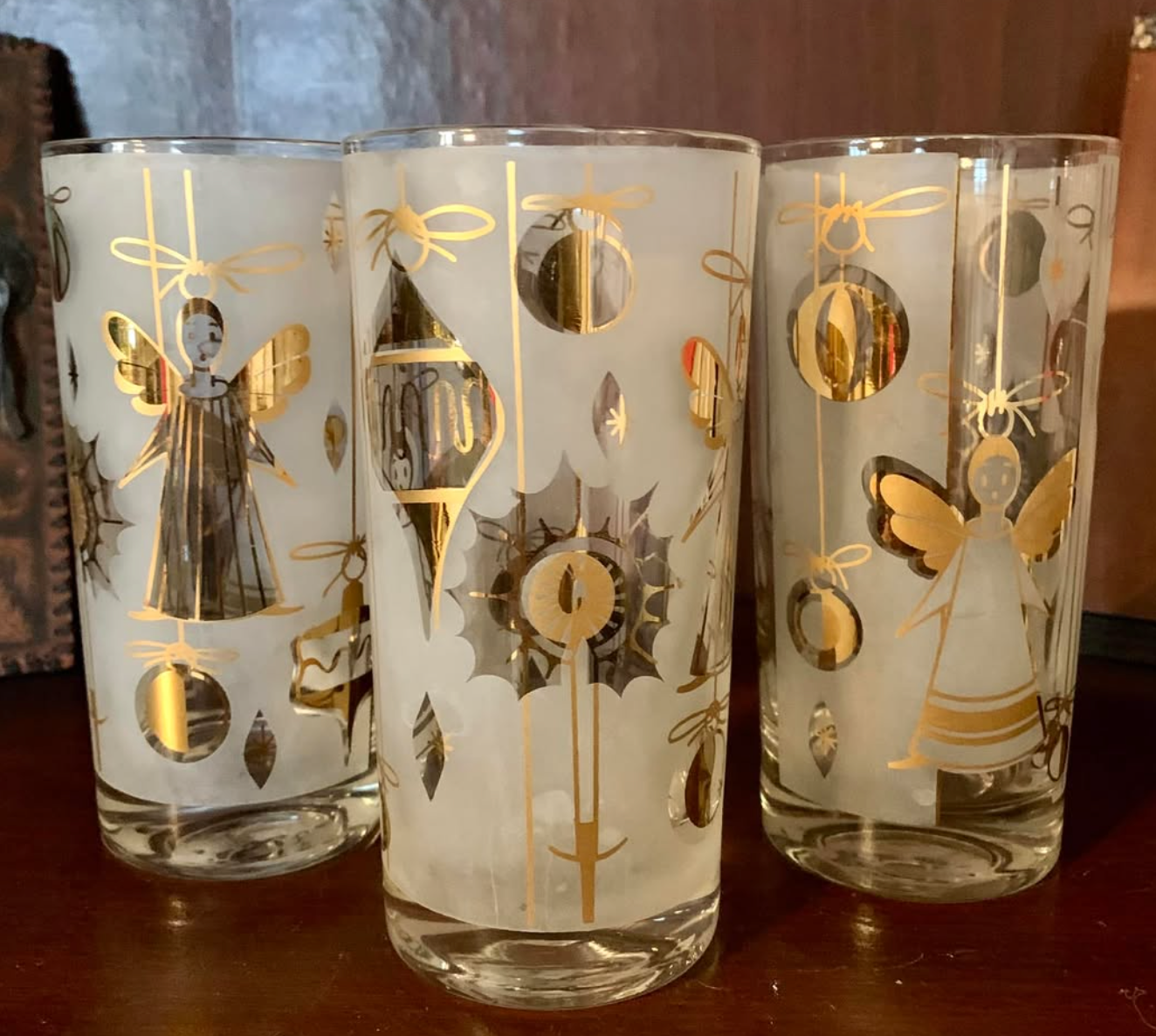 Vintage Fred Press Highball Glasses — Mid-Century