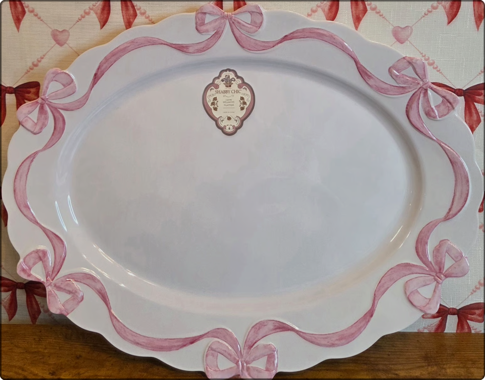 Pink Bow Coquette Serving Platter — 16.5″ × 12.25″