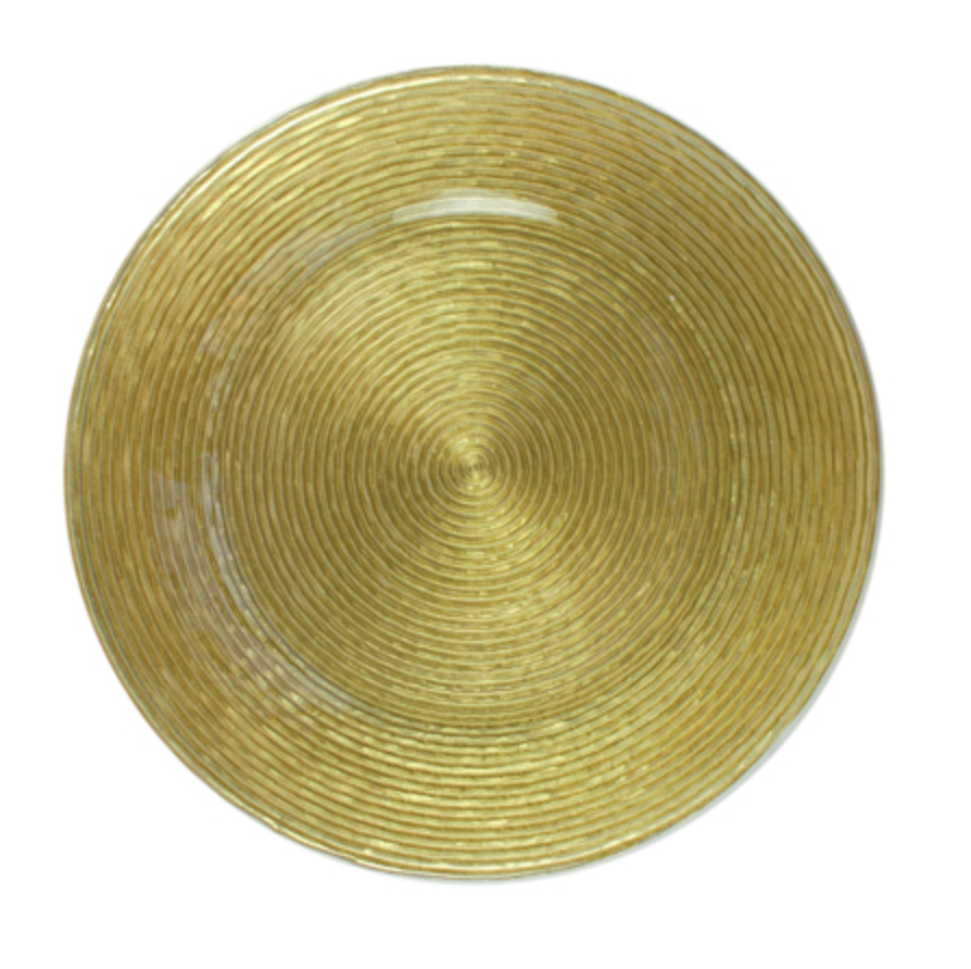 Glass Gold Ringed Charger — 13″