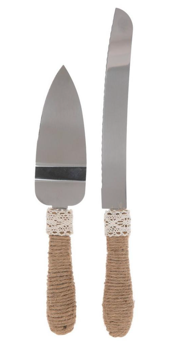 Jute & Lace Cake Server & Knife