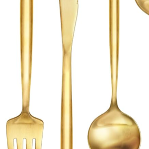 Gold 3 piece flatware set  (Quantity 12)
