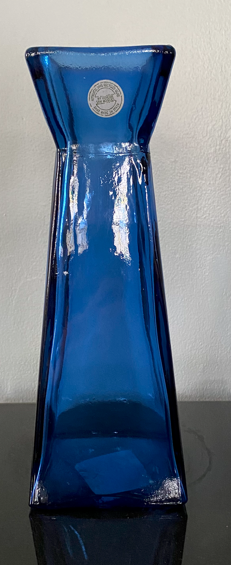 San Miguel Vidrios Tall Square Vase – Cobalt Blue (11″)