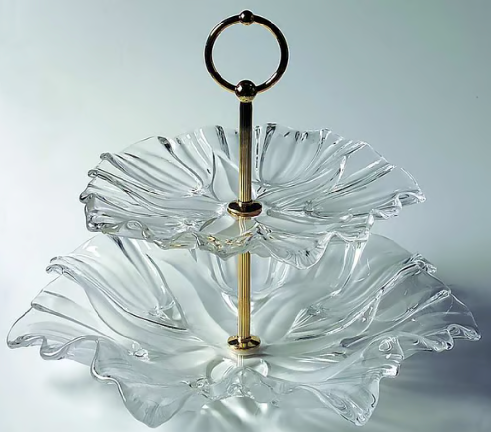 Crystal Mikasa Tulips Satin 2-Tier Serving Tray