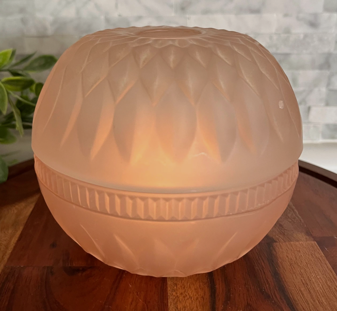 Vintage Indiana Glass Faceted Blush Pink Fairy Lamp