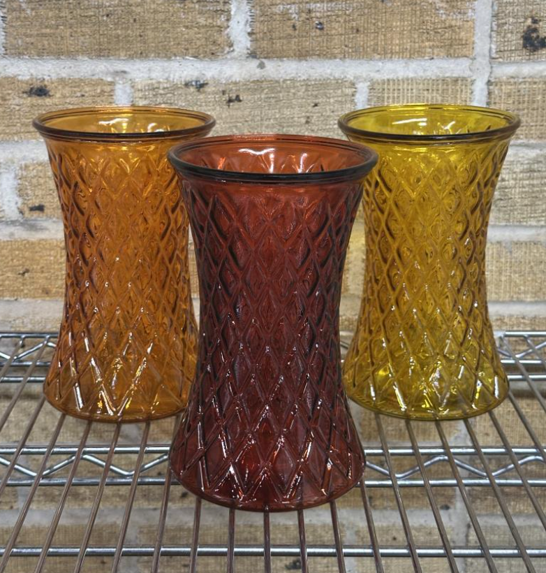 Capitol Wholesale Diamond Pattern Vases – Assorted Jewel Tones