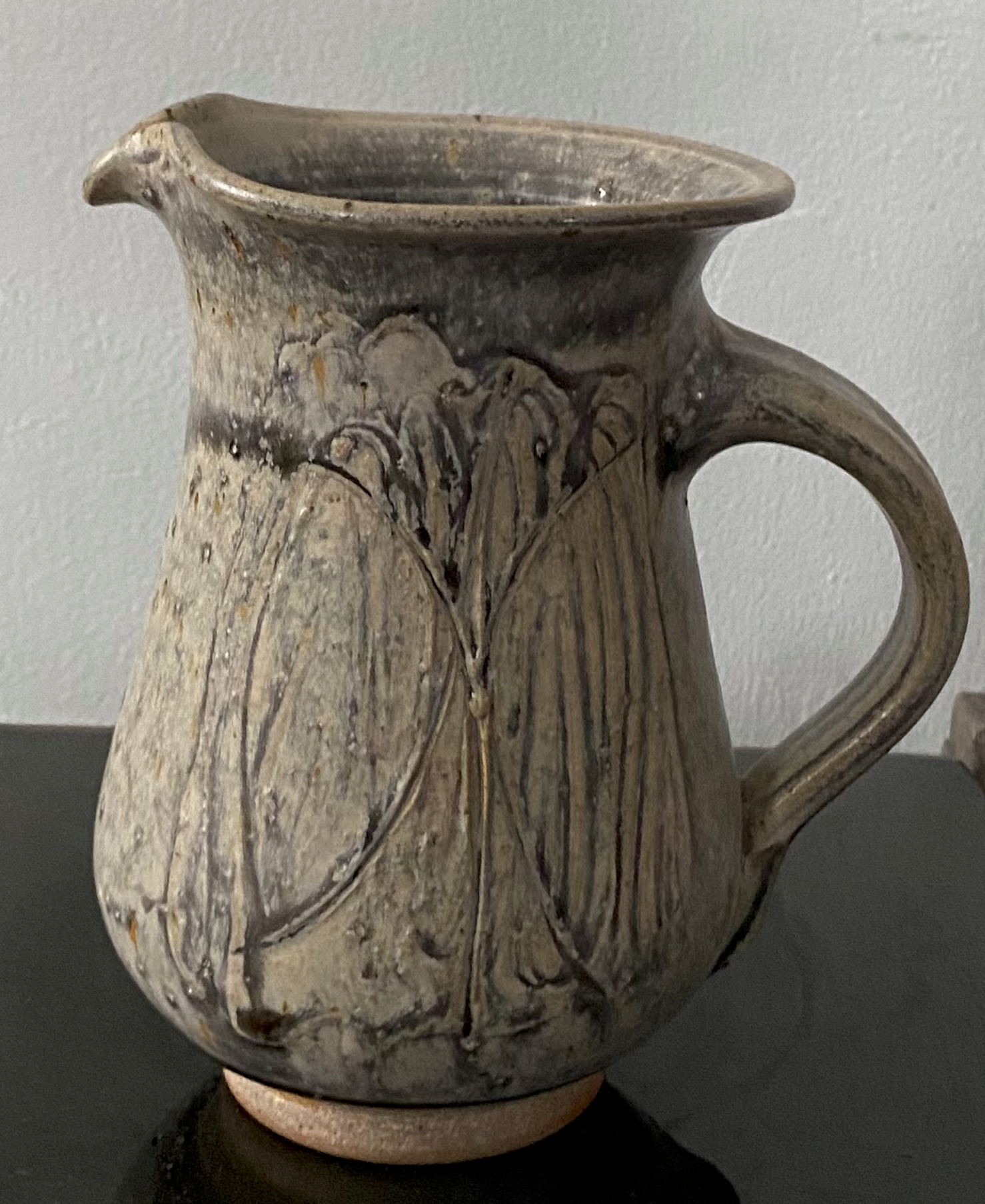 Hand-Carved Studio Pottery Pitcher (Signed)