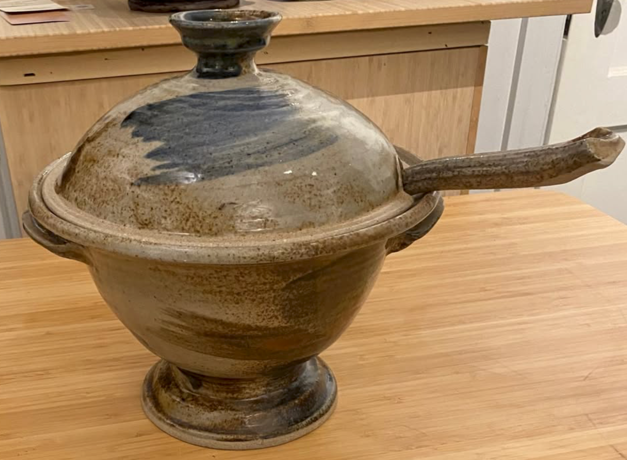 Hand-Thrown Stoneware Soup Tureen with Ladle by E. Black