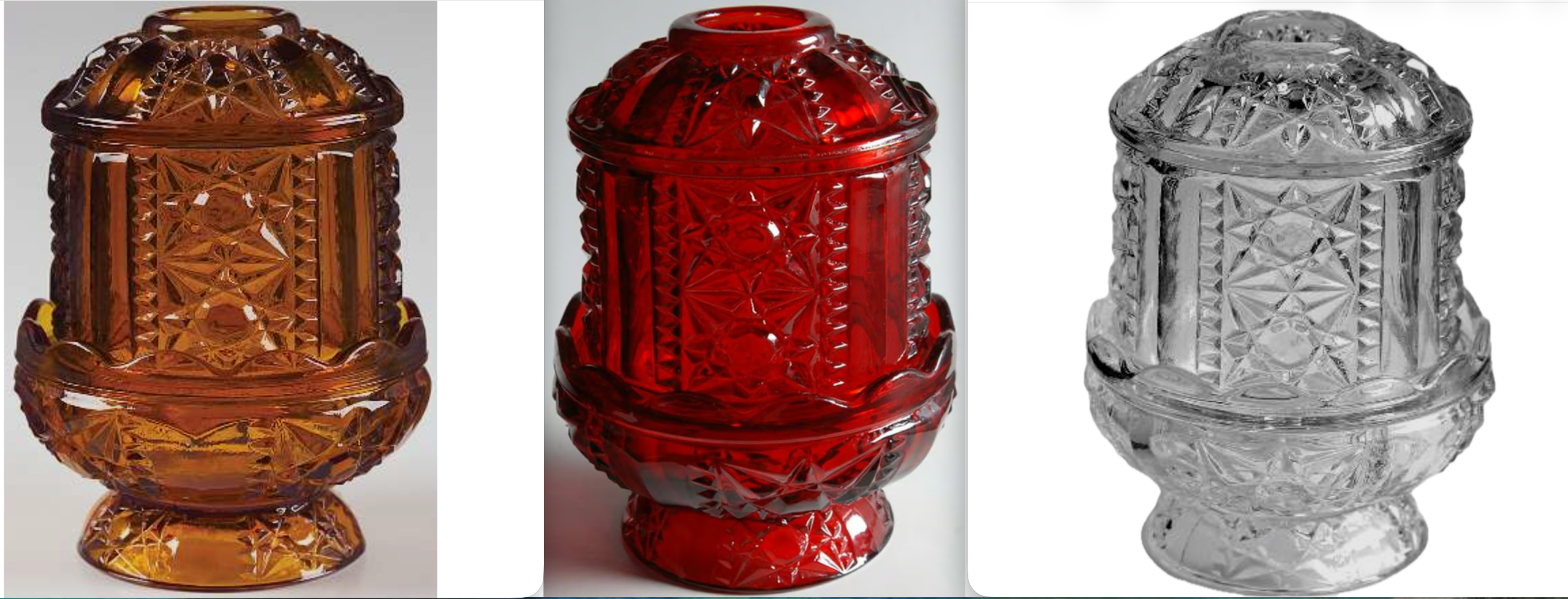 Vintage Indiana Glass “Stars and Bars” Fairy Lamps