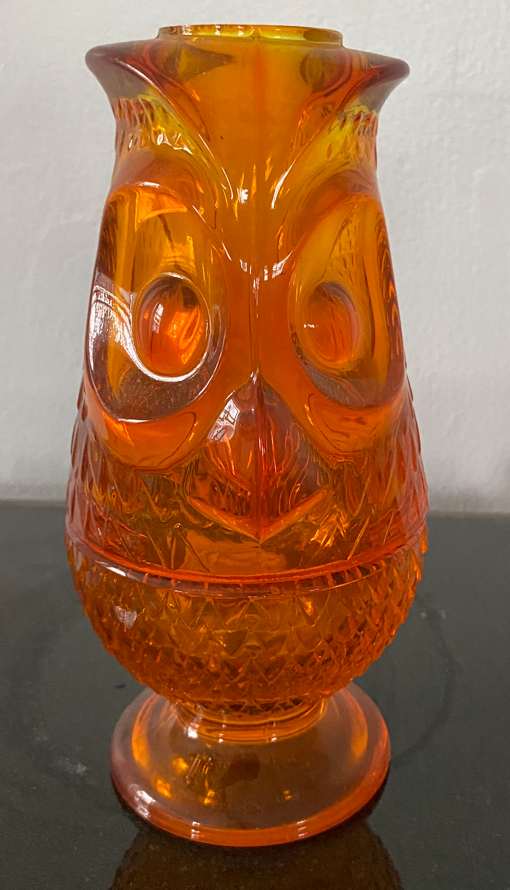 Vintage Viking “Owl” Fairy Lamp – Persimmon Glimmer (1960s–1970s)