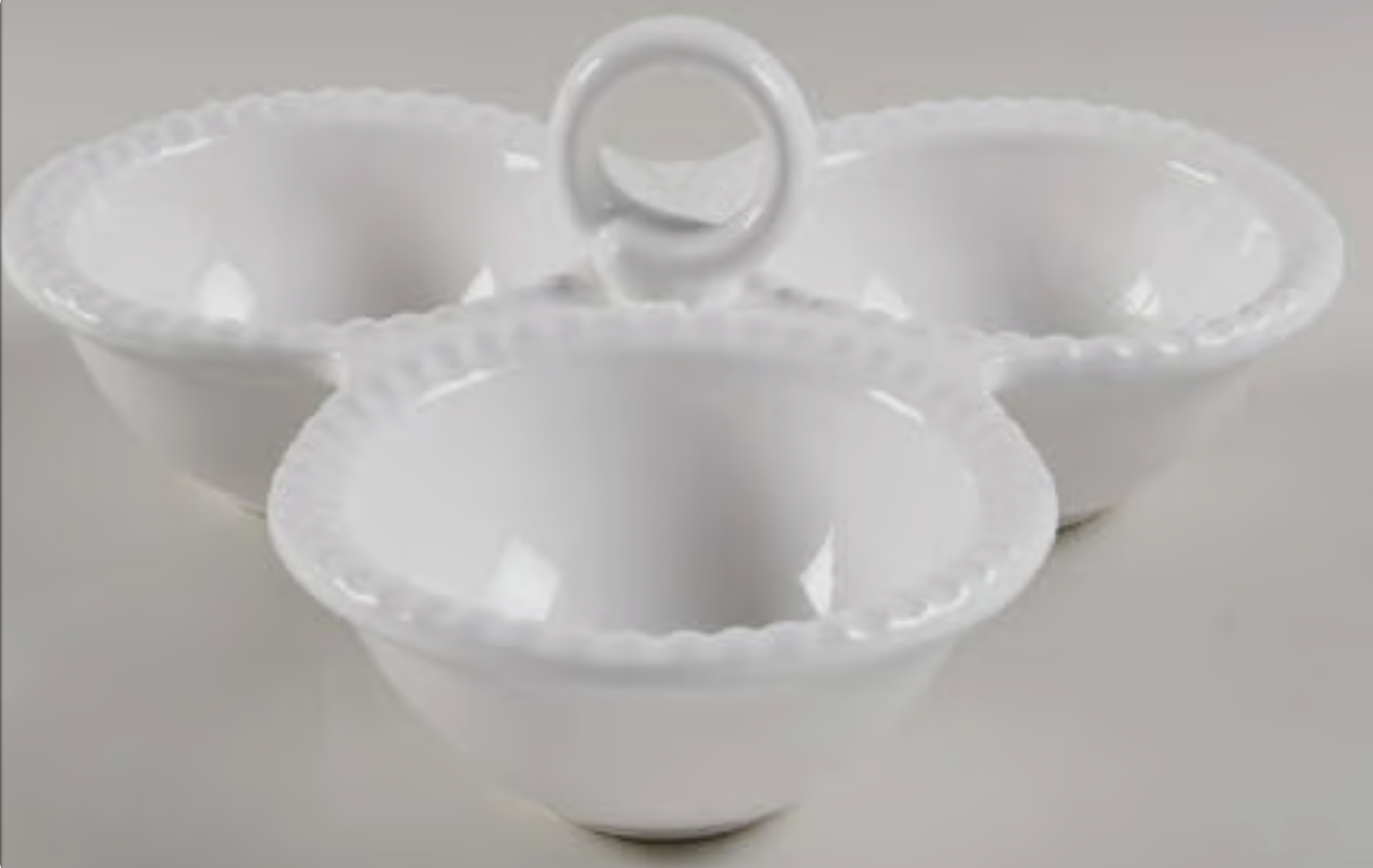 Perola White Handled 3-Part Divided Server by Matceramica