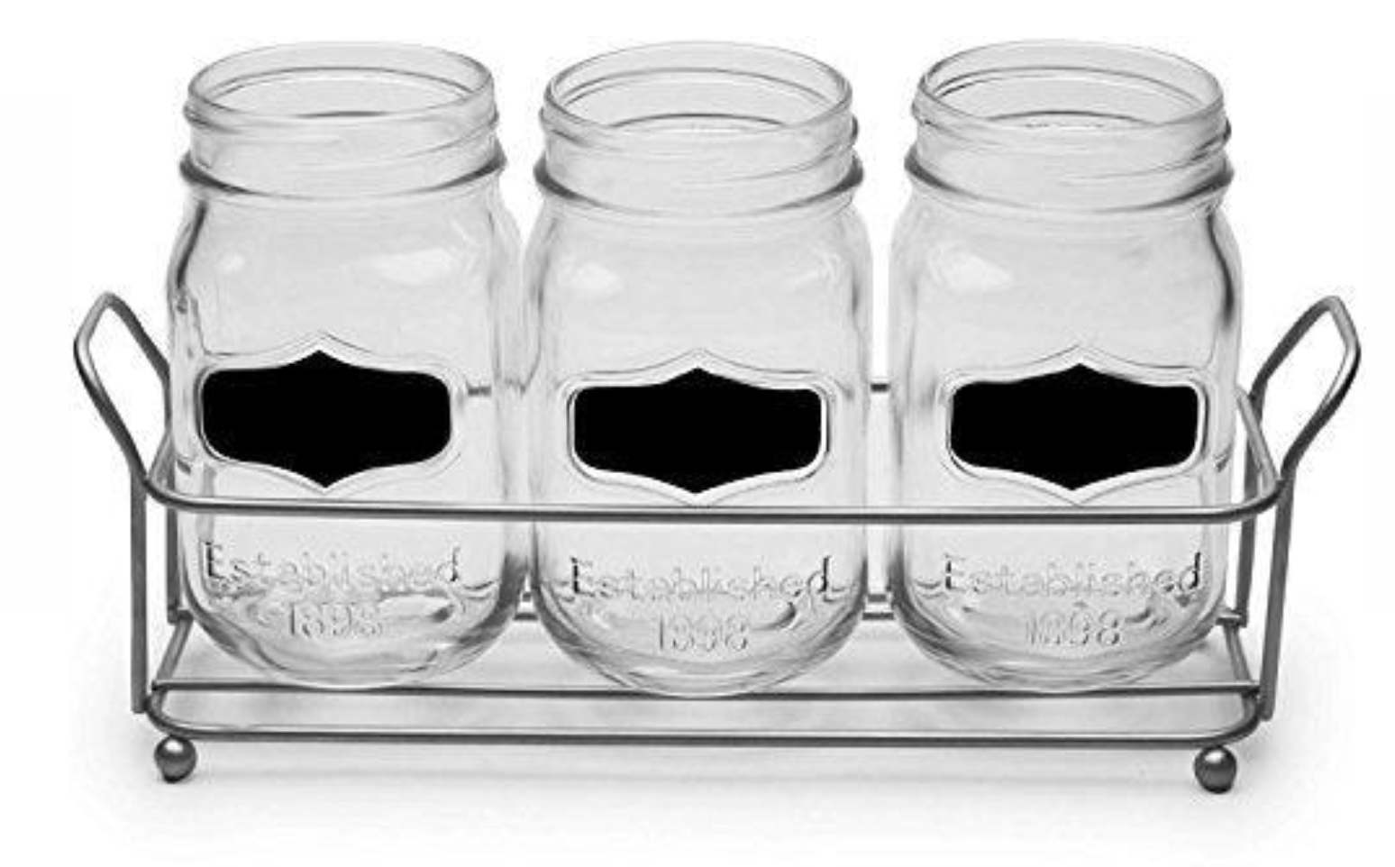 Triple Glass Service Caddy with Metal Frame