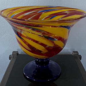 Mid-Century Art Glass Footed Bowl (Quantity 1)