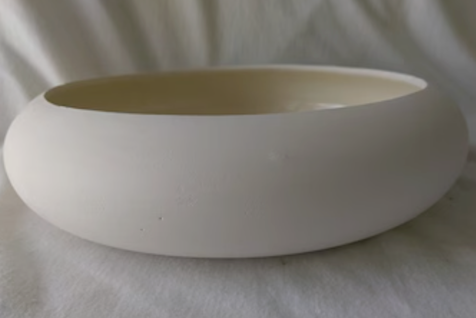 Low White Ceramic Planter — 10″