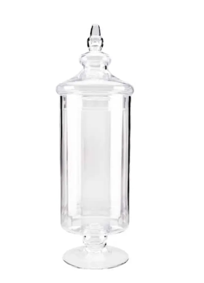Clear Glass Apothecary Jar with Lid — 16.5″