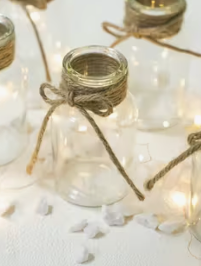 Clear Glass Mason Vessel with Twine Collar — 16 oz.