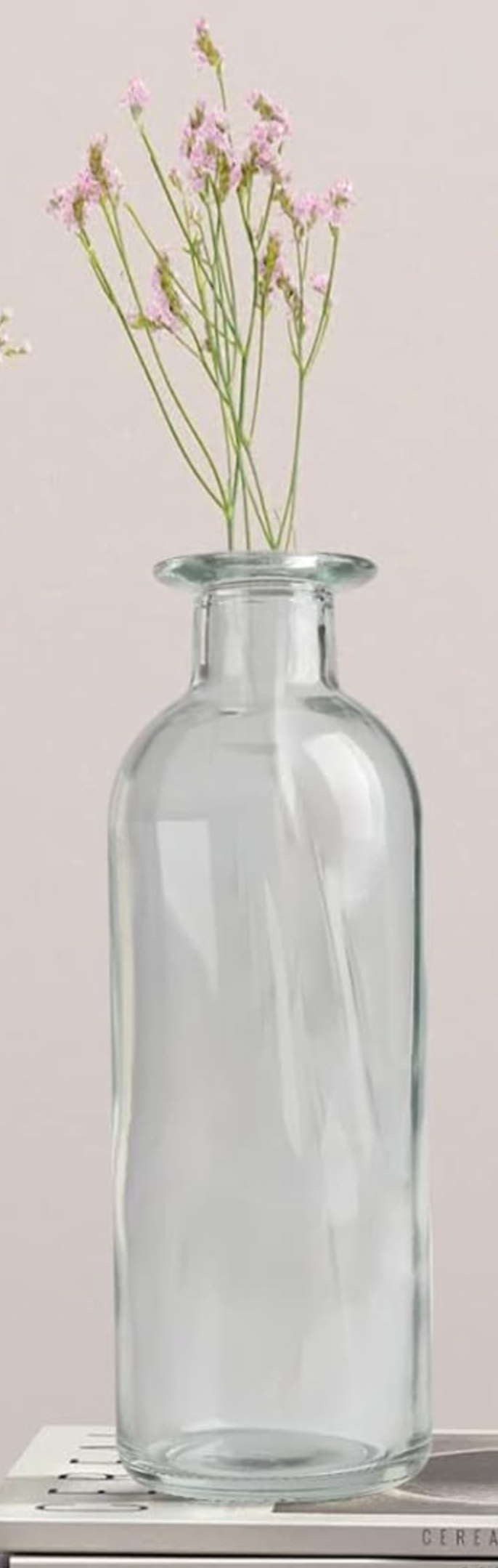 Clear Glass Bud Vase — Tall Bottle Form (~7.5″)