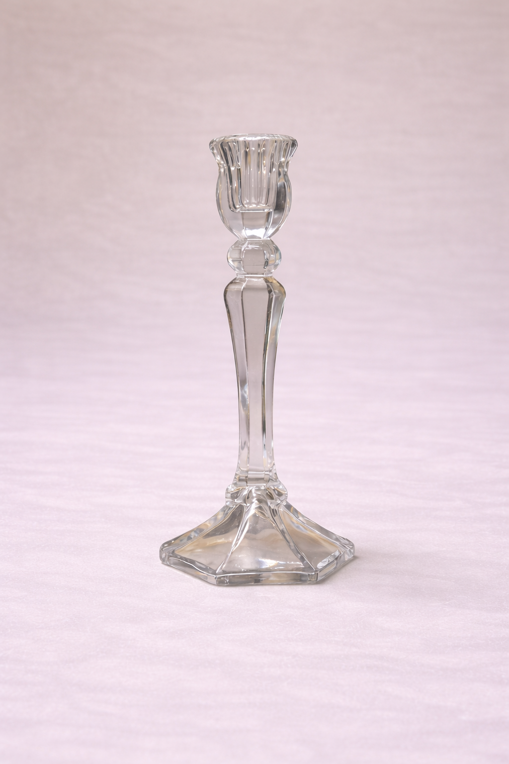 Tall Faceted Pressed Glass Taper — 8″