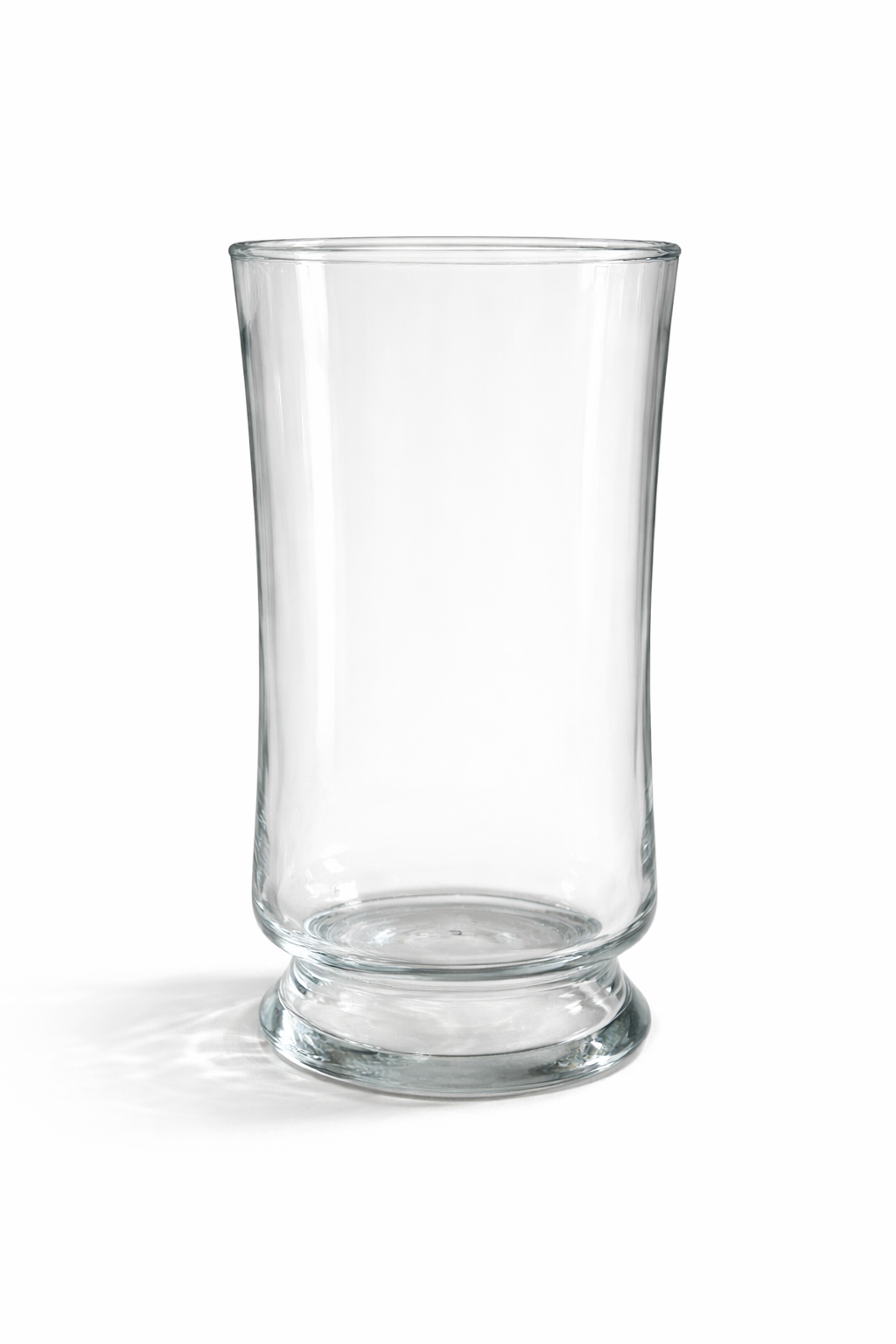 Clear Glass Pedestal Cylinder Vase — 8″ x 5″