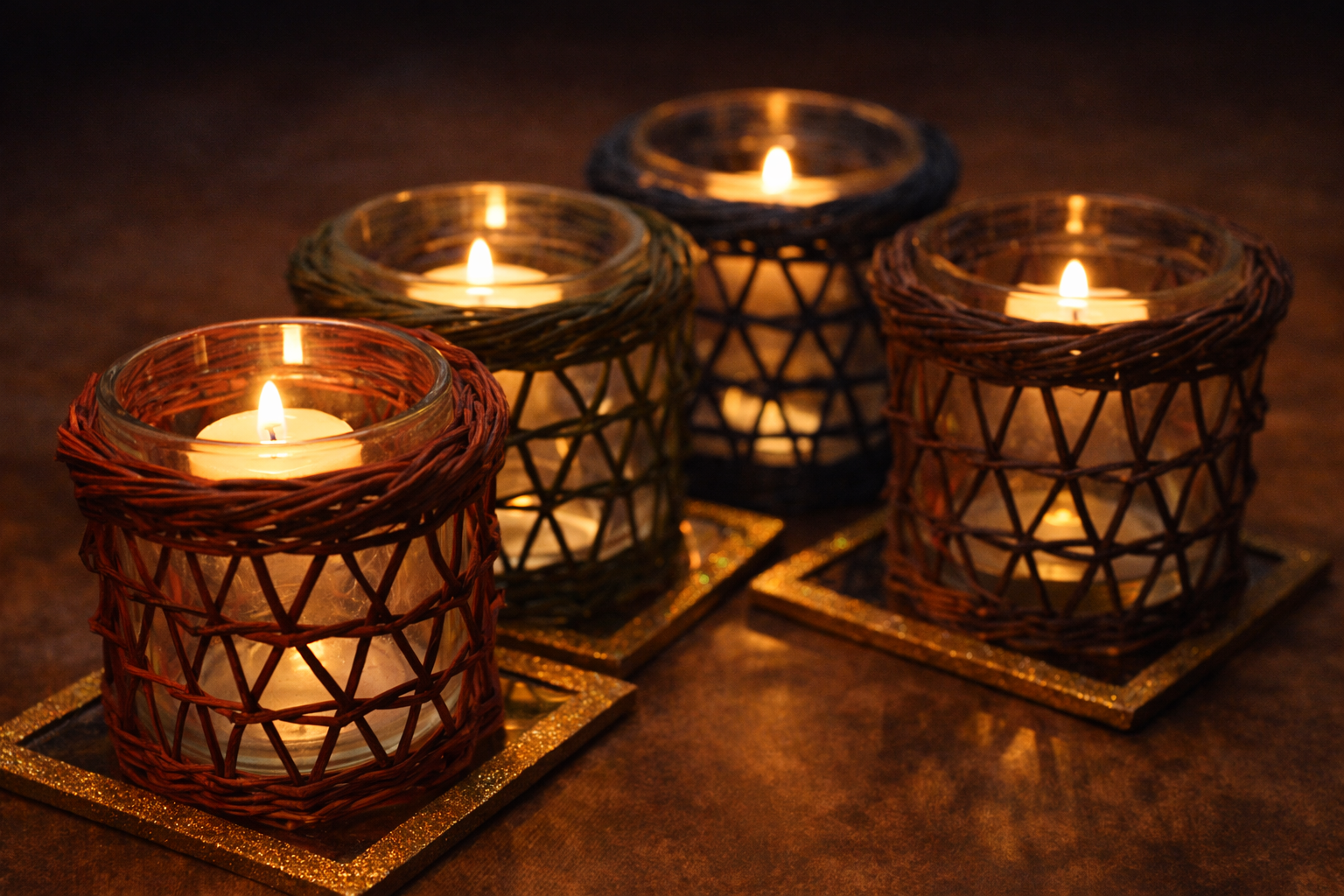 Votive with Woven Sleeve