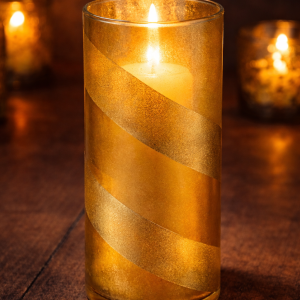 Gold-washed Cylindrical Candle Vessel 9″ (Quantity 1)