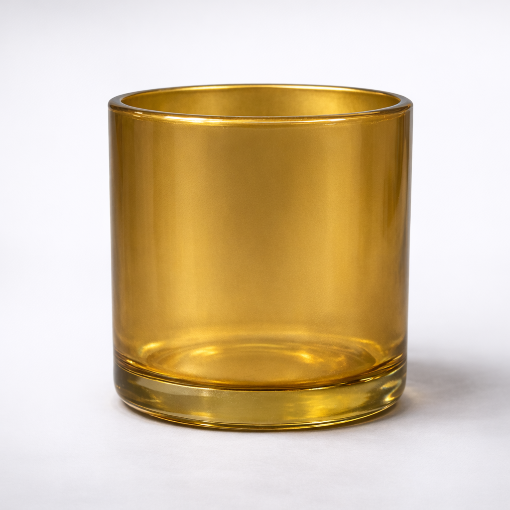 Gold Glass Heavy Candle Cylinder – 5″ H x 5″ D