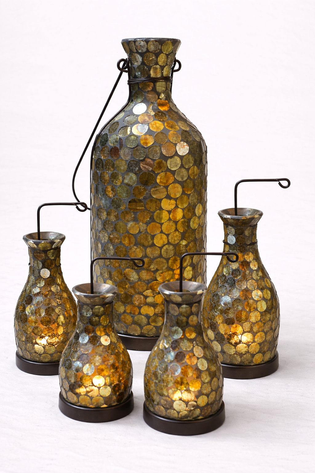 Mosaic Lantern Set (4 Small + 1 Large)