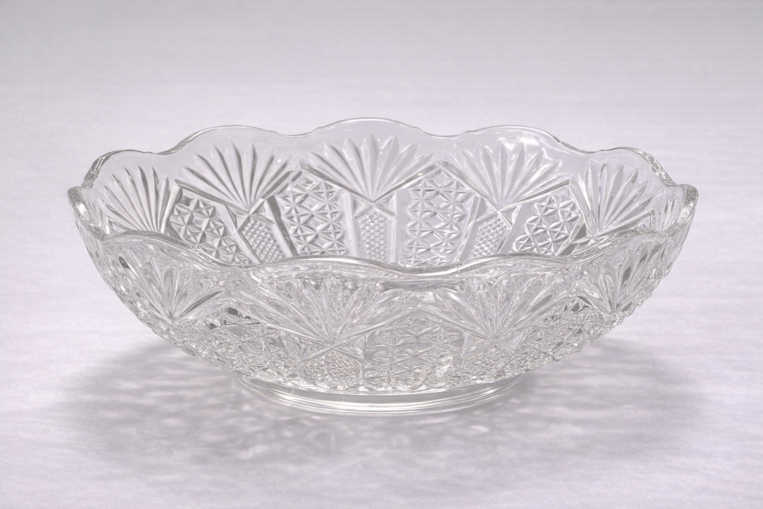 Pressed Crystal Dish, Cut-Glass Revival Tradition (8″)
