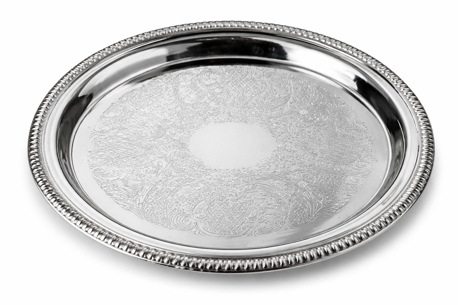 Silver-Tone Reflective Serving Tray