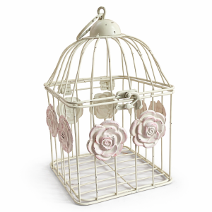 White Metal Birdcage with Roses (Quantity 1)
