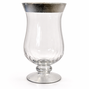 Silver-Rimmed Hurricane Vase