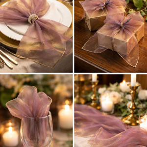 Iridescent Eggplant Organza Overlay (Quantity 7)