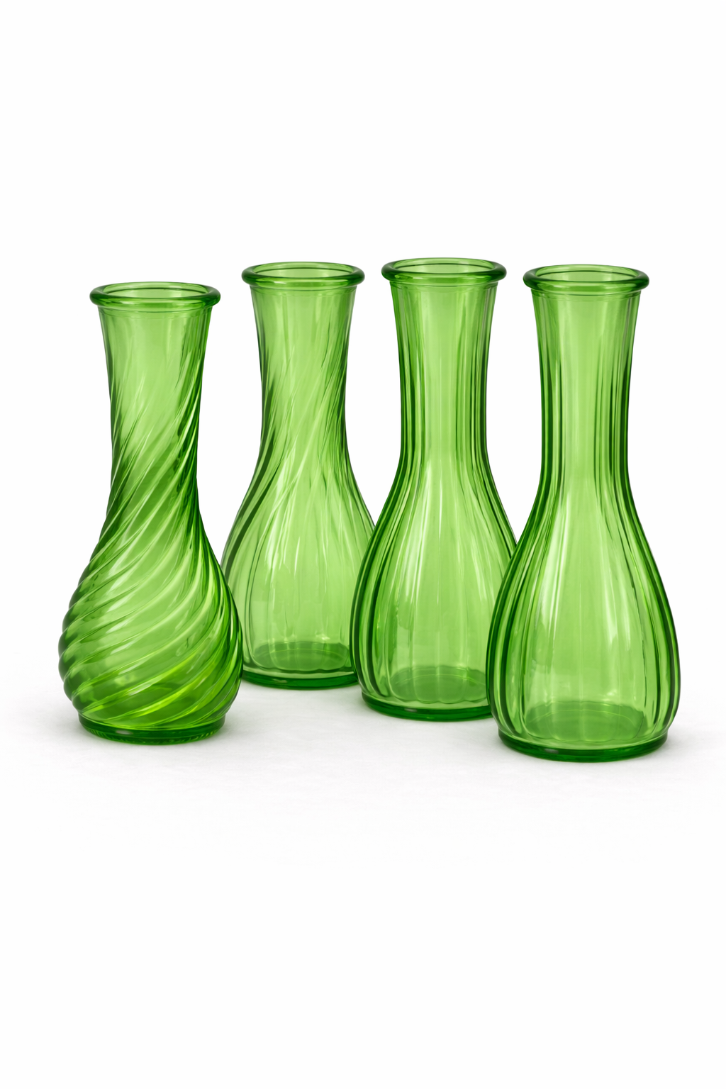 Forest Green Glass Vase Collection — Mixed Forms