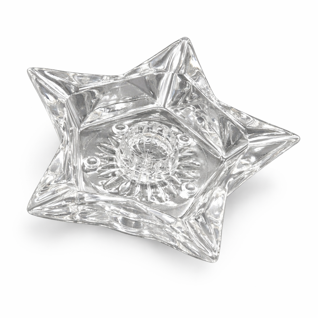 Hazel-Atlas Star Taper Holders — Clear Pressed Glass