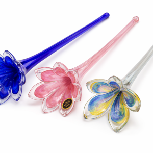Murano Long-Stem Glass Flowers 1 each of 3)