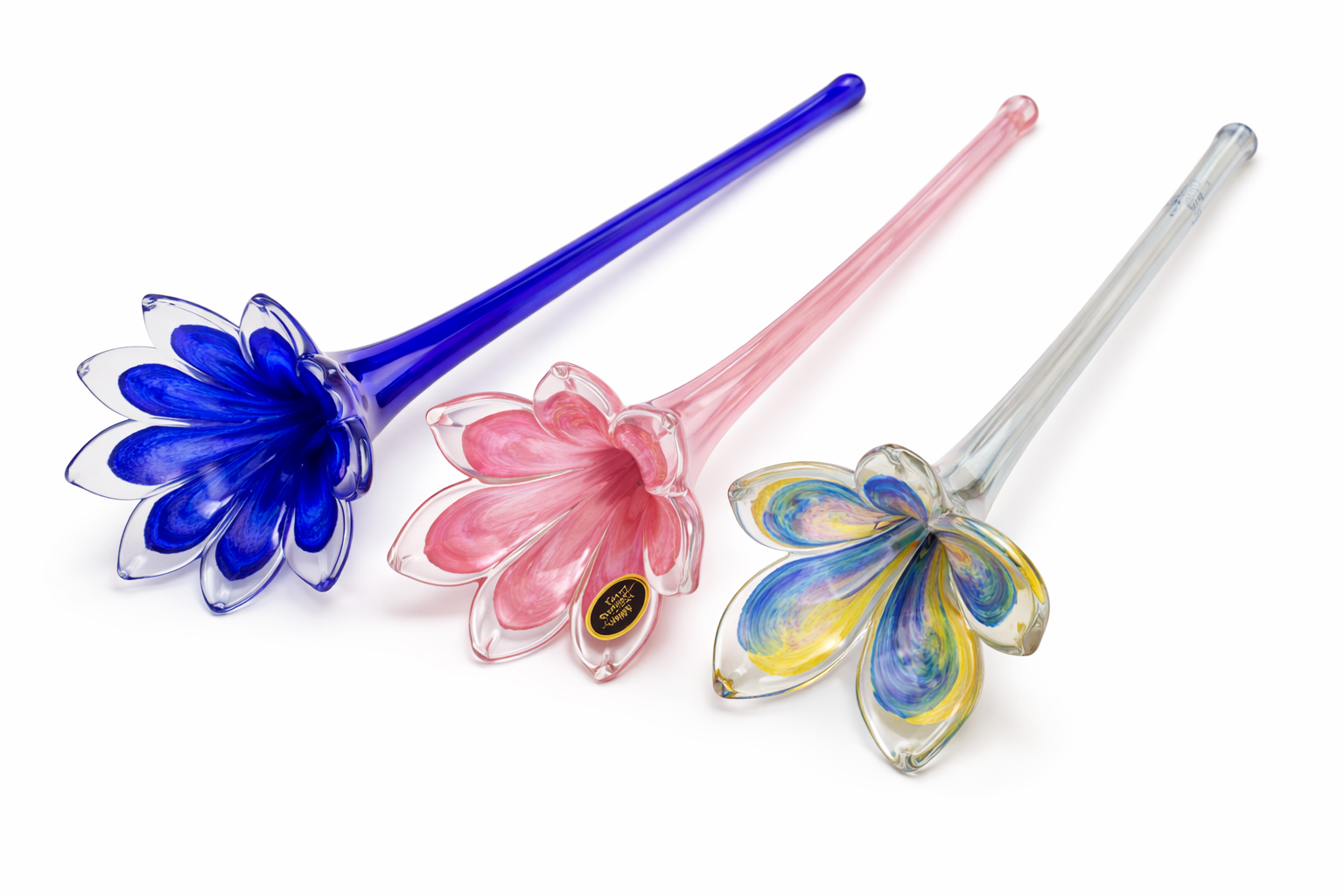 Murano Long-Stem Art Glass Flowers (Set of Three)