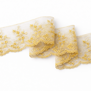 Gold Embroidered Trim  (Quantity 30 yards)
