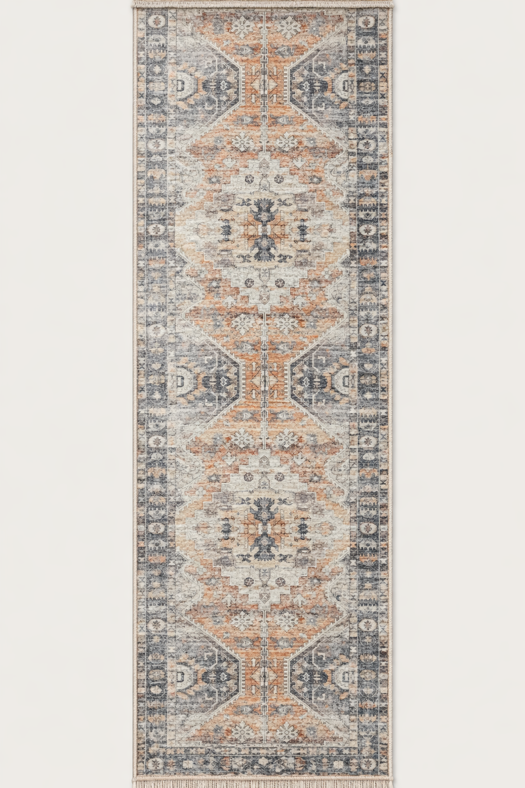 Vintage Distressed Medallion Runner Rug