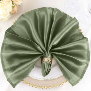 Moss Green Satin Napkins (Quantity 100)