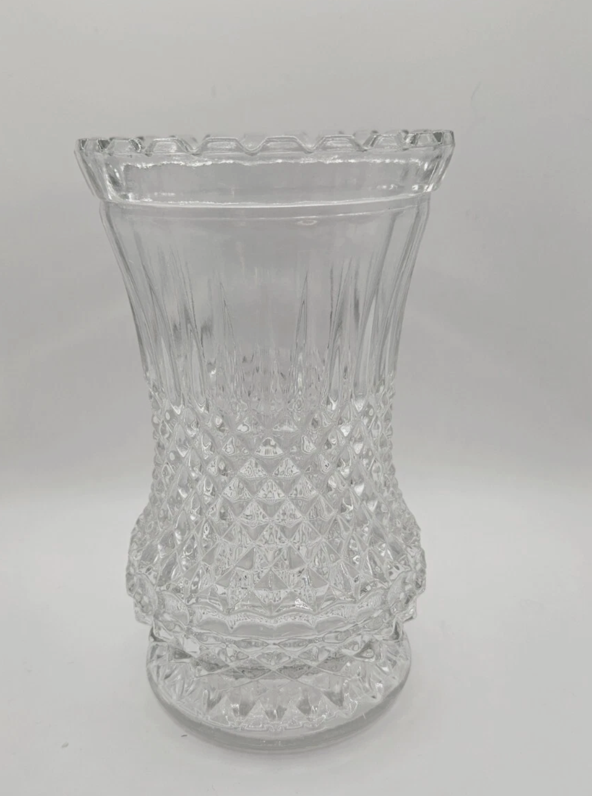 Pressed Glass Vase — Diamond Pattern