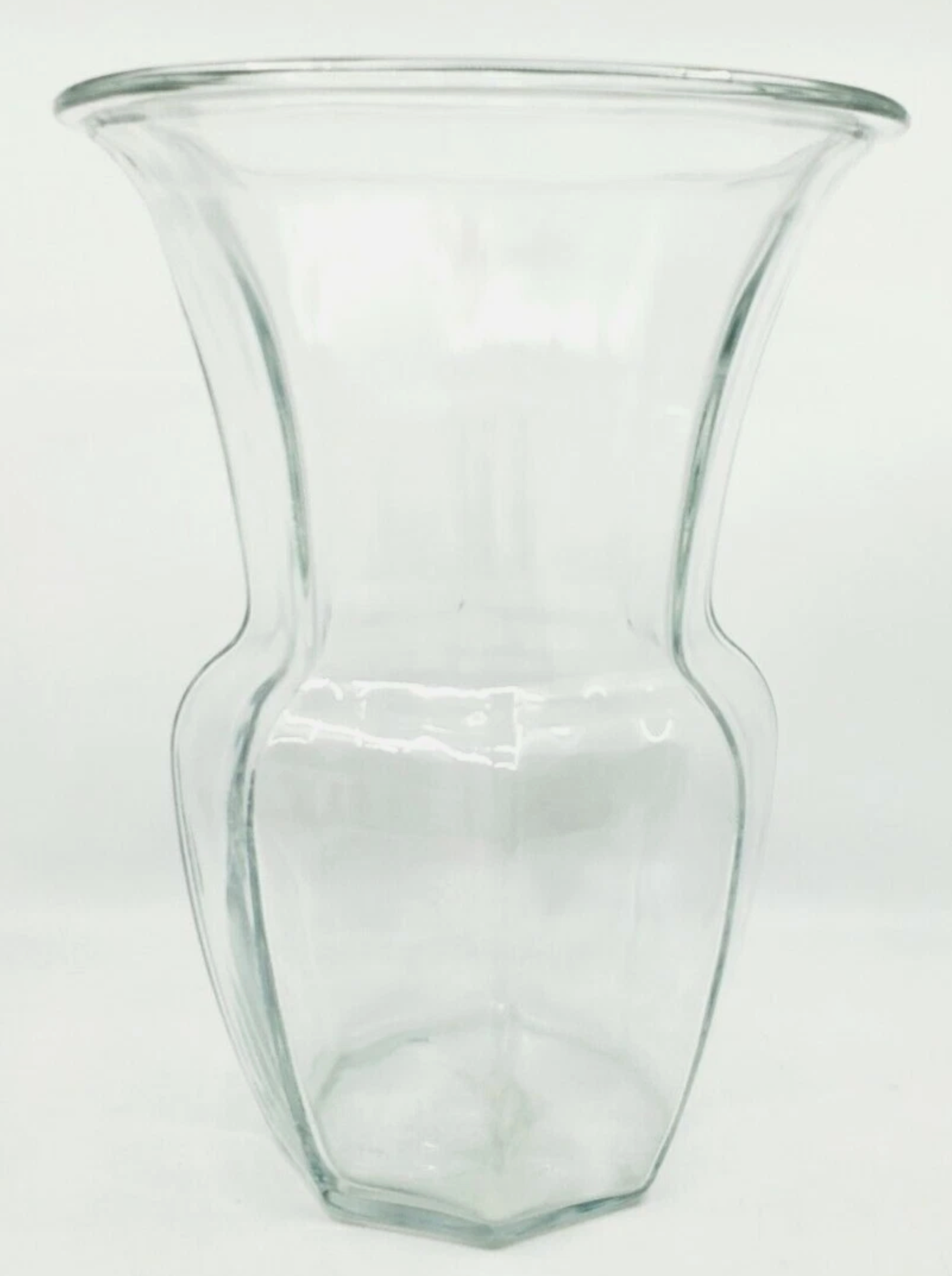 Clear Sculpted Glass Bouquet Vase — Flared Rim
