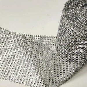 Silver Rhinestone Mesh Wrap Roll  (Quantity 1 roll)